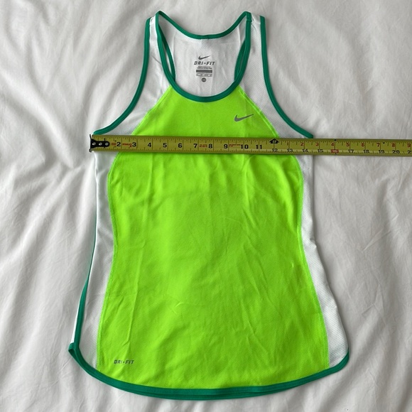 Nike Dri-Fit Running Tank Top, XS, Lime Green/White/Green - Picture 3 of 11